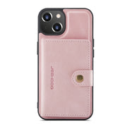 For iPhone 14 JEEHOOD Retro Magnetic Detachable Leather Phone Case (Pink)