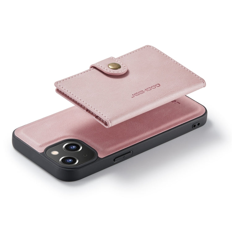 For iPhone 14 JEEHOOD Retro Magnetic Detachable Leather Phone Case (Pink)
