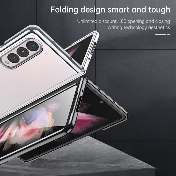 For Samsung Galaxy Z Fold4 SULADA Shockproof Plating PC Transparent Protective Case(Blue)