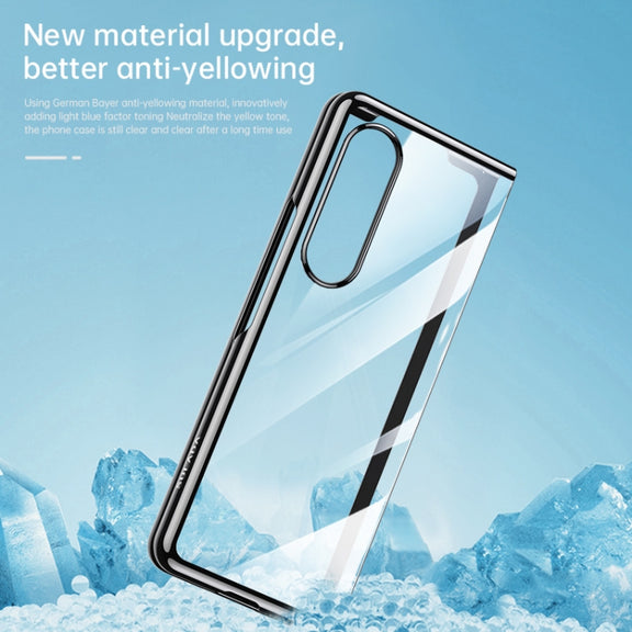 For Samsung Galaxy Z Fold4 SULADA Shockproof Plating PC Transparent Protective Case(Blue)