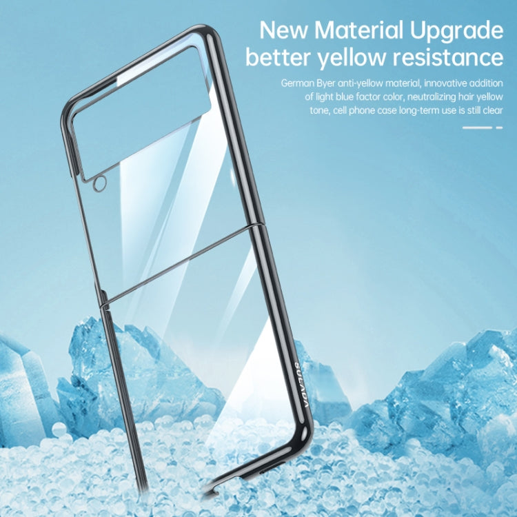 For Samsung Galaxy Z Flip4 SULADA Shockproof Plating PC Transparent Protective Case(Blue)