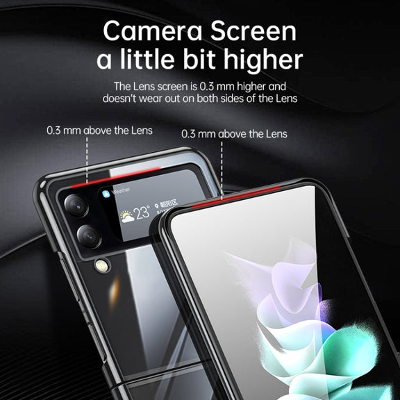 For Samsung Galaxy Z Flip4 SULADA Shockproof Plating PC Transparent Protective Case(Black)
