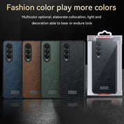 For Samsung Galaxy Z Fold4 SULADA Shockproof TPU + Handmade Leather Protective Case(Green)