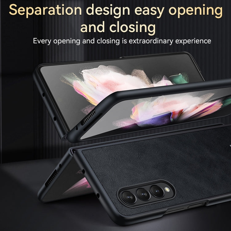 For Samsung Galaxy Z Fold4 SULADA Shockproof TPU + Handmade Leather Protective Case(Blue)