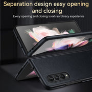 For Samsung Galaxy Z Fold4 SULADA Shockproof TPU + Handmade Leather Phone Case(Blue)