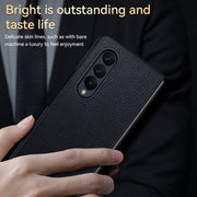 For Samsung Galaxy Z Fold4 SULADA Shockproof TPU + Handmade Leather Phone Case(Blue)