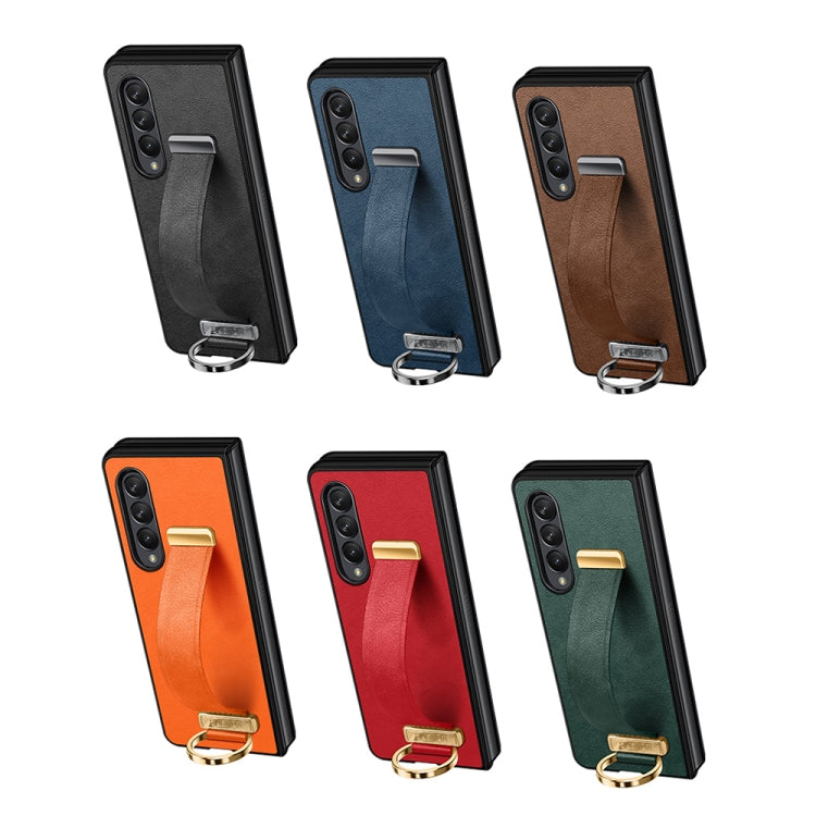 For Samsung Galaxy Z Fold4 SULADA Cool Series PC + Leather Texture Skin Feel Shockproof Phone Case(Blue)
