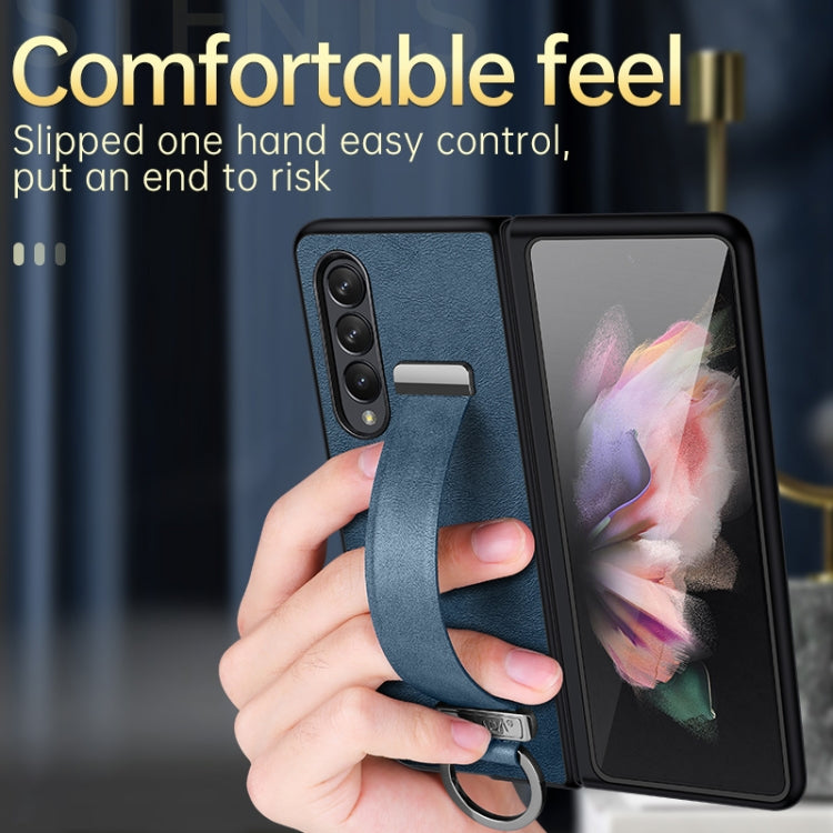 For Samsung Galaxy Z Fold4 SULADA Cool Series PC + Leather Texture Skin Feel Shockproof Phone Case(Blue)