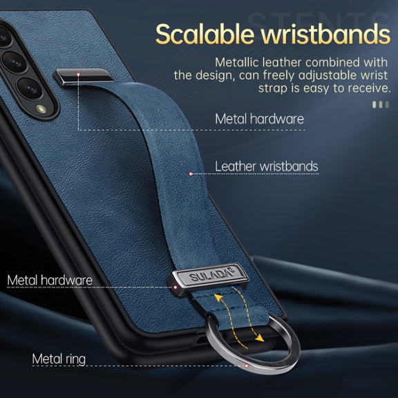 For Samsung Galaxy Z Fold4 SULADA Cool Series PC + Leather Texture Skin Feel Shockproof Phone Case(Green)