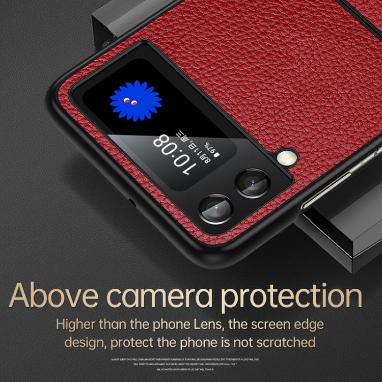 For Samsung Galaxy Z Flip4 SULADA Shockproof TPU + Handmade Leather Phone Case(Red)