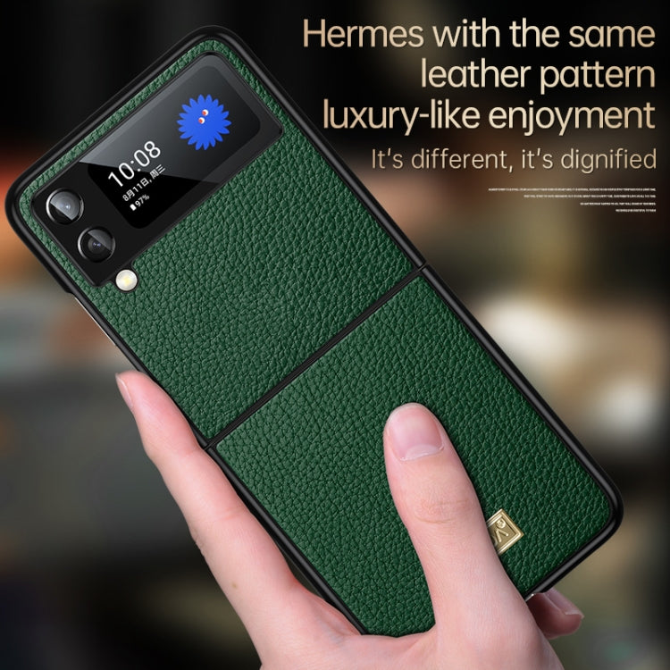 For Samsung Galaxy Z Flip4 SULADA Shockproof TPU + Handmade Leather Phone Case(Red)