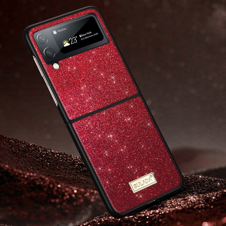 For Samsung Galaxy Z Flip4 SULADA Shockproof TPU + Handmade Leather Phone Case(Red)