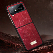 For Samsung Galaxy Z Flip4 SULADA Shockproof TPU + Handmade Leather Phone Case(Red)