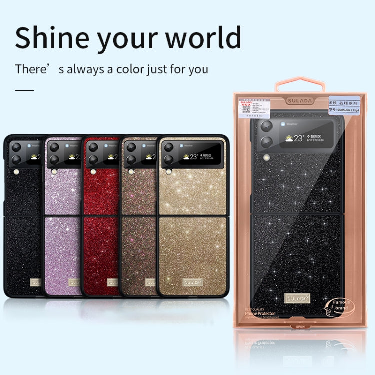 For Samsung Galaxy Z Flip4 SULADA Shockproof TPU + Handmade Leather Phone Case(Red)
