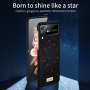 For Samsung Galaxy Z Flip4 SULADA Shockproof TPU + Handmade Leather Phone Case(Black)