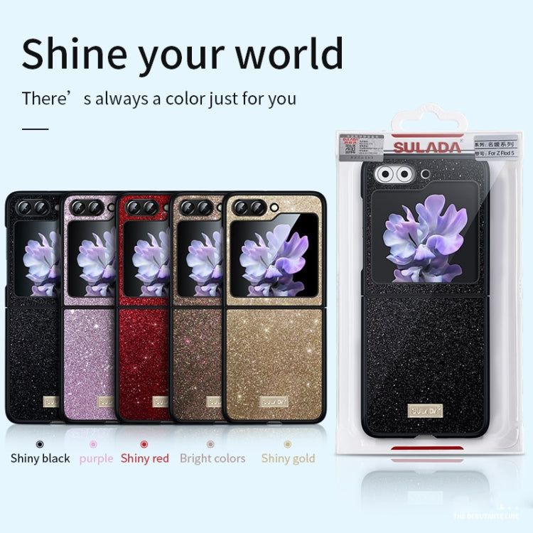 For Samsung Galaxy Z Flip5 SULADA Shockproof TPU + Handmade Leather Phone Case(Red)