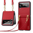 For Samsung Galaxy Z Flip4 SULADA Litchi Texture Leather + TPU Phone Case with Strap(Red) - free shipping - PMC TechLife - Order now!