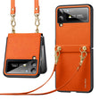 For Samsung Galaxy Z Flip4 SULADA Litchi Texture Leather + TPU Phone Case with Strap(Orange) - free shipping - PMC TechLife - Order now!