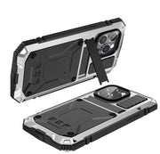For iPhone 14 Pro Max R-JUST Shockproof Water-resistant Dust-proof Case with Holder (Silver)