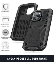 For iPhone 14 Pro Max R-JUST Shockproof Water-resistant Dust-proof Case with Holder (Black)