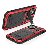 For iPhone 14 R-JUST Shockproof Water-resistant Dust-proof Case with Holder (Red)
