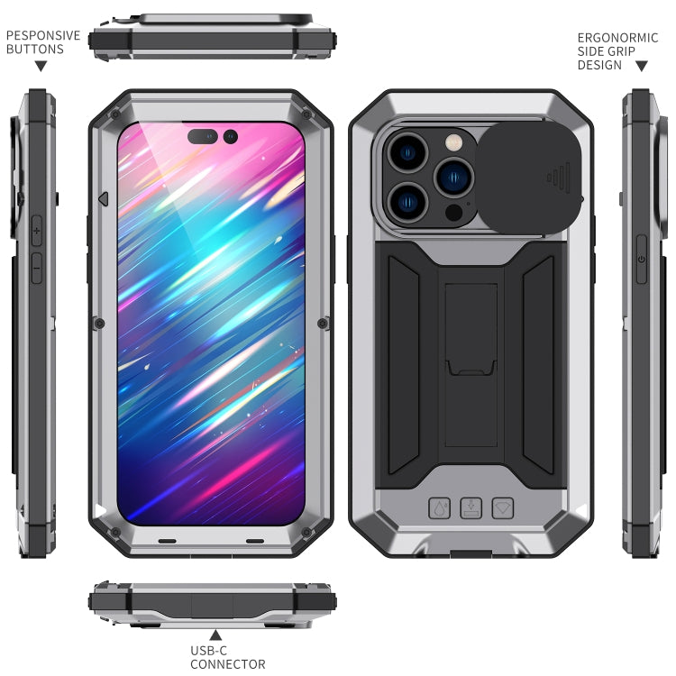 For iPhone 14 Pro Max R-JUST Shockproof Life Water-resistant Dust-proof Case (Silver)
