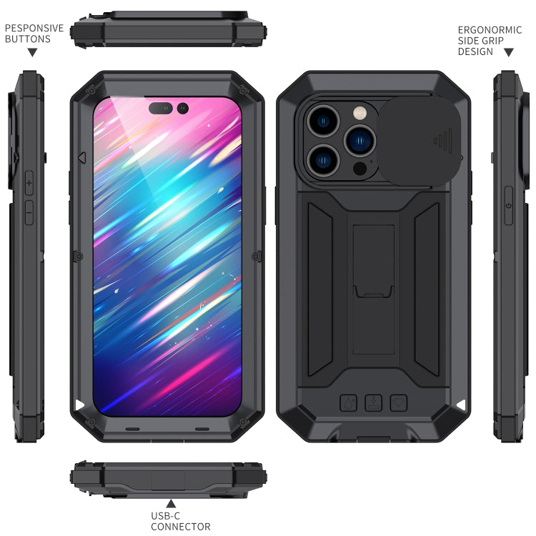 For iPhone 14 Pro Max R-JUST Shockproof Life Water-resistant Dust-proof Case (Black)