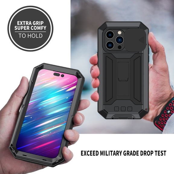 For iPhone 14 Pro Max R-JUST Shockproof Life Water-resistant Dust-proof Case (Black)