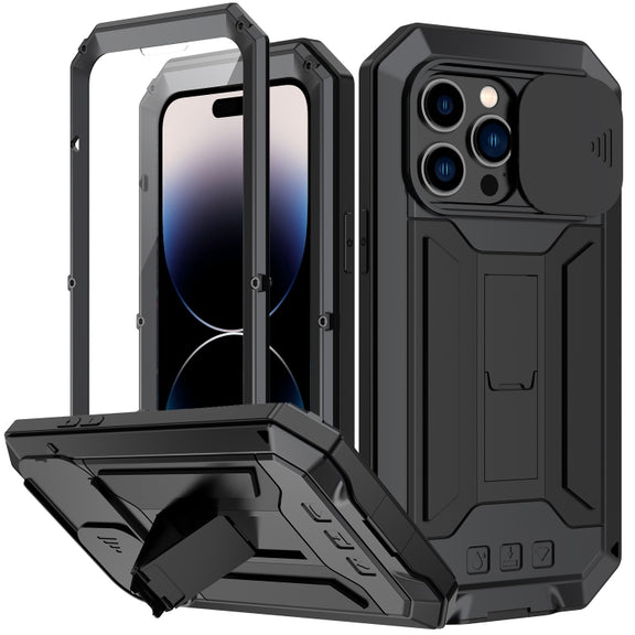 For iPhone 14 Pro Max R-JUST Shockproof Life Water-resistant Dust-proof Case (Black)