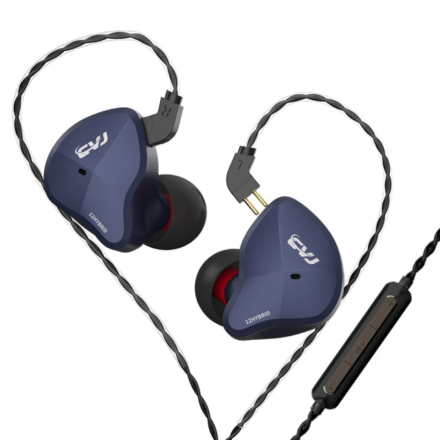 CVJ-CSN In-Ear Dual Magnetic Circuit Dynamic HIFI Wired Earphone, Style:With Mic(Blue)