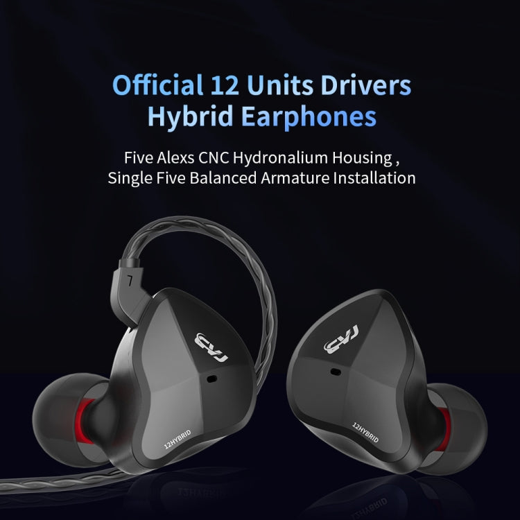 CVJ-CSN In-Ear Dual Magnetic Circuit Dynamic HIFI Wired Earphone, Style:Without Mic(Black)