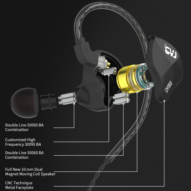 CVJ-CSN In-Ear Dual Magnetic Circuit Dynamic HIFI Wired Earphone, Style:Without Mic(Blue)