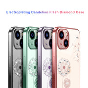 For iPhone 14 Electroplating Diamond Dandelion TPU Phone Case (Purple)