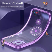 For iPhone 14 Electroplating Diamond Dandelion TPU Phone Case (Purple)