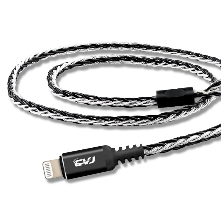 CVJ-CVM 1.2m 8 Core TC Silver Plated MMCX HIFI Earphone Update Cable, Style:With Mic