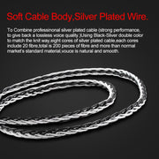CVJ-CVM 1.2m 8 Core TC Silver Plated MMCX HIFI Earphone Update Cable, Style:With Mic