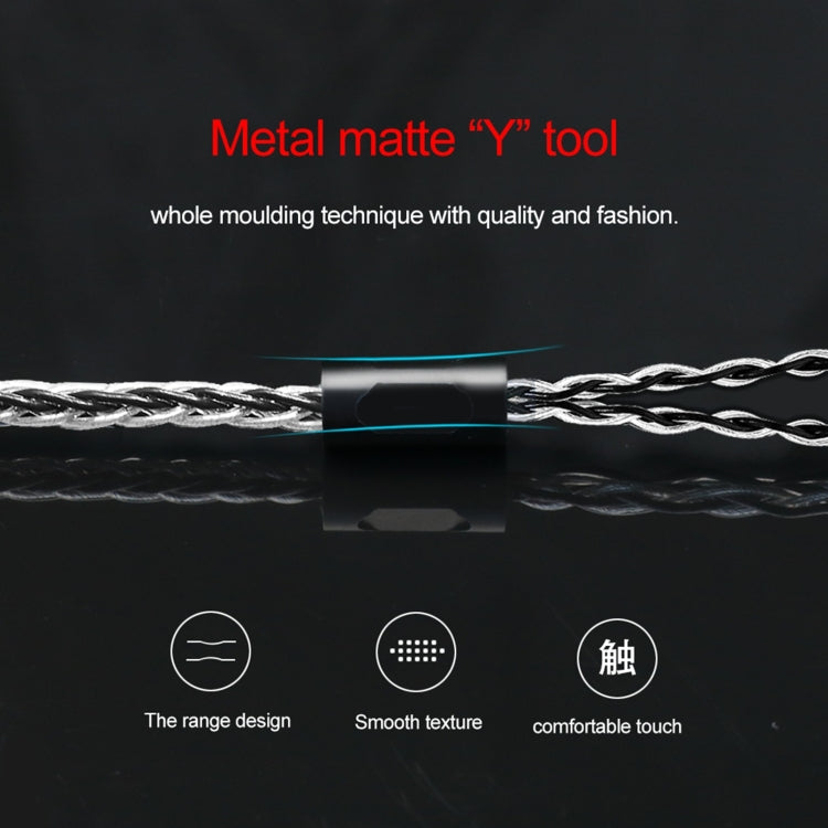 CVJ-CVM 1.2m 8 Core TC Silver Plated MMCX HIFI Earphone Update Cable, Style:With Mic