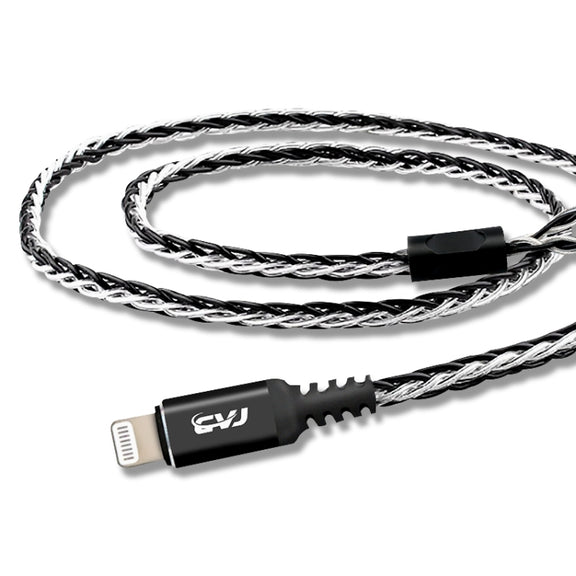 CVJ-CVM 1.2m 8 Core TC Silver Plated MMCX HIFI Earphone Update Cable, Style:With Mic