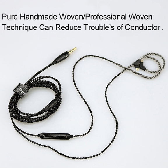 CVJ-V1 1.25m Oxygen-free Copper Silver Plated Upgrade Cable For MMCX Earphones, Without Mic
