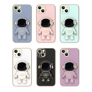 For iPhone 14 Pro Max Plating Astronaut Holder Phone Case (Purple)
