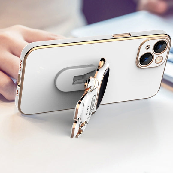 For iPhone 14 Pro Max Plating Astronaut Holder Phone Case (Purple)