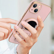 For iPhone 14 Pro Max Plating Astronaut Holder Phone Case (Purple)