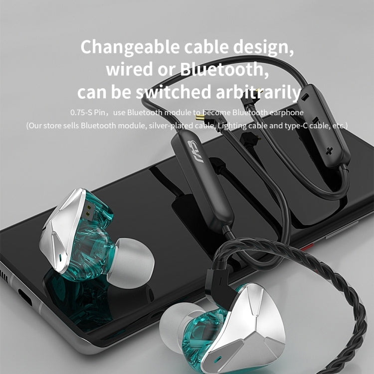 CVJ Demon Double Dynamic Coil HiFi Music Wired Earphone With Mic(Silver)