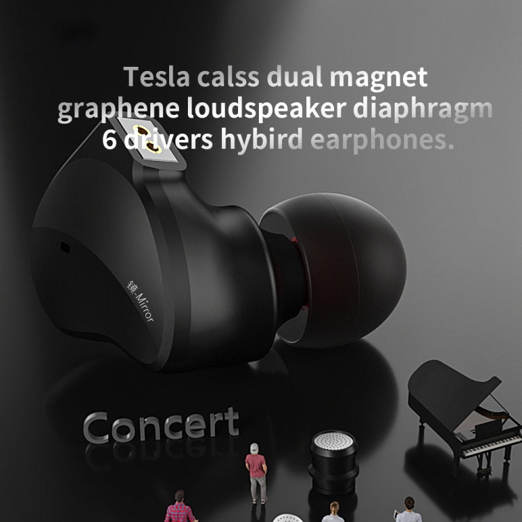 CVJ Mirror Hybrid Technology HiFi Music Wired Earphone With Mic(Black)
