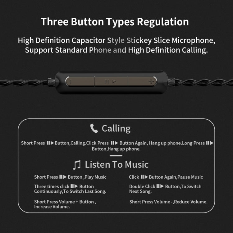 CVJ Mirror Hybrid Technology HiFi Music Wired Earphone With Mic(Black)