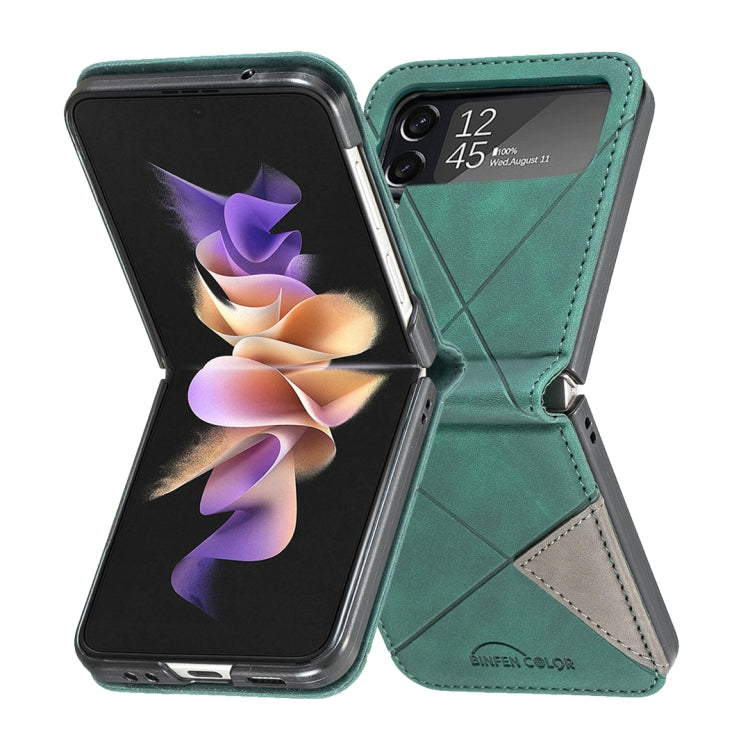 For Samsung Galaxy Z Flip4 Rhombus Texture Leather Phone Case(Green)