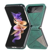 For Samsung Galaxy Z Flip4 Rhombus Texture Leather Phone Case(Green)