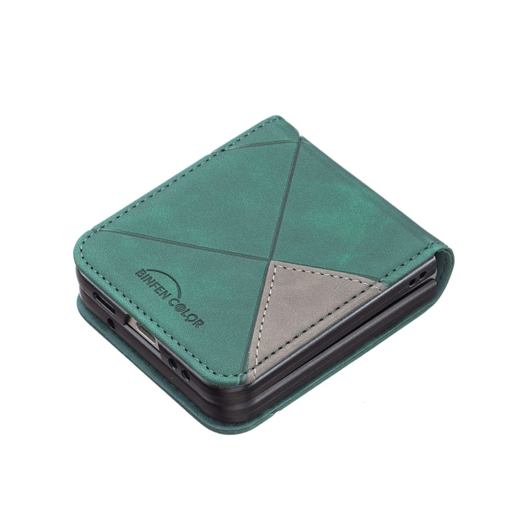 For Samsung Galaxy Z Flip4 Rhombus Texture Leather Phone Case(Green)