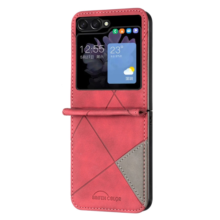 For Samsung Galaxy Z Flip5 Rhombus Texture Leather Phone Case(Red)