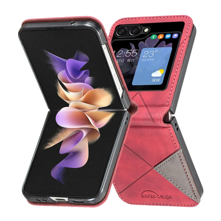 For Samsung Galaxy Z Flip5 Rhombus Texture Leather Phone Case(Red)